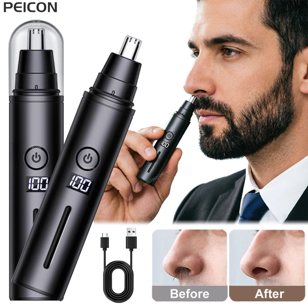 Raugee 3-in-1 USB Nose & Ear Hair Trimmer for Men – Black Nose Hair Trimmer PLUSH