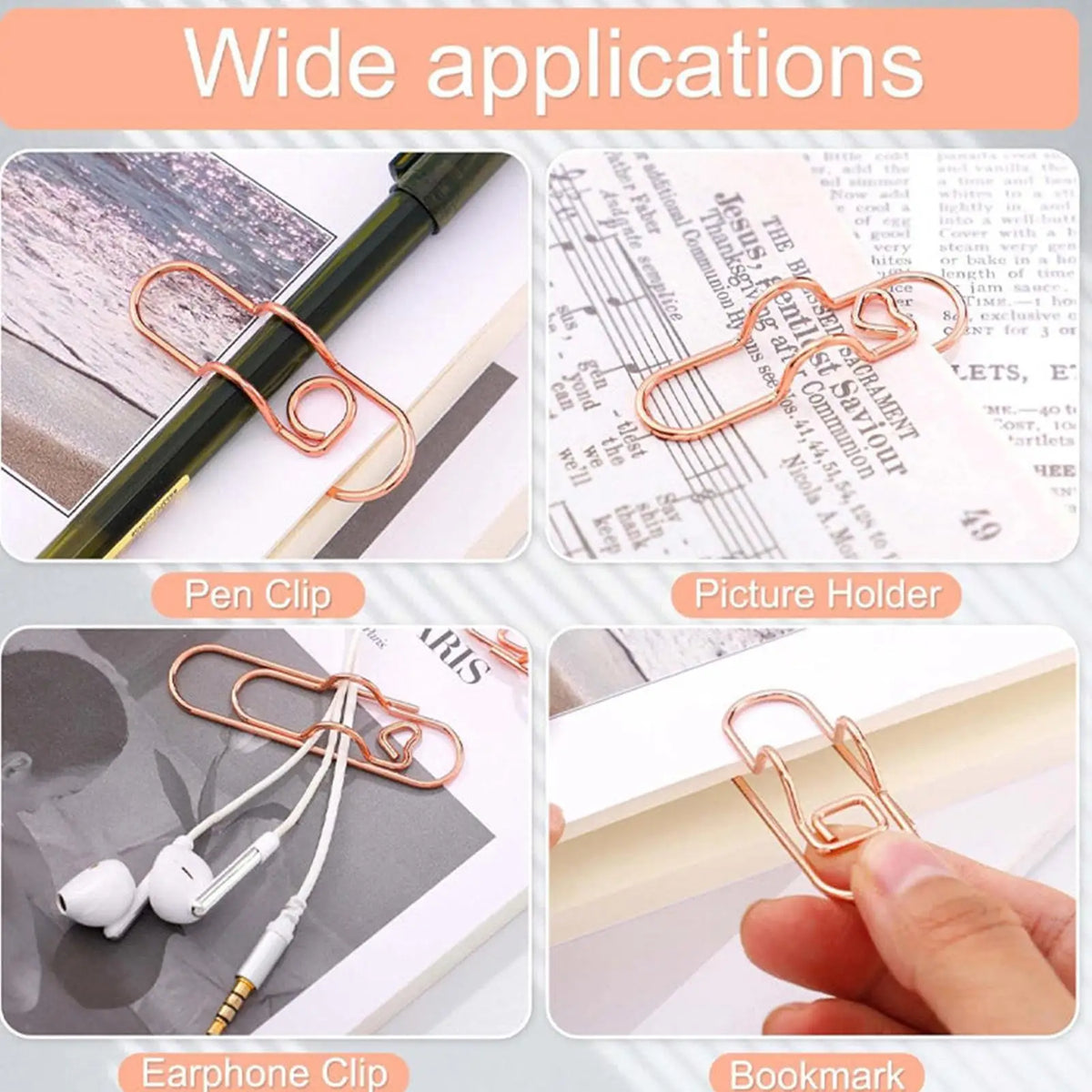 Metal Paper Clips 8pcs – Multicolor Pen & Memo Clip Set Metal Paper Clips PLUSH