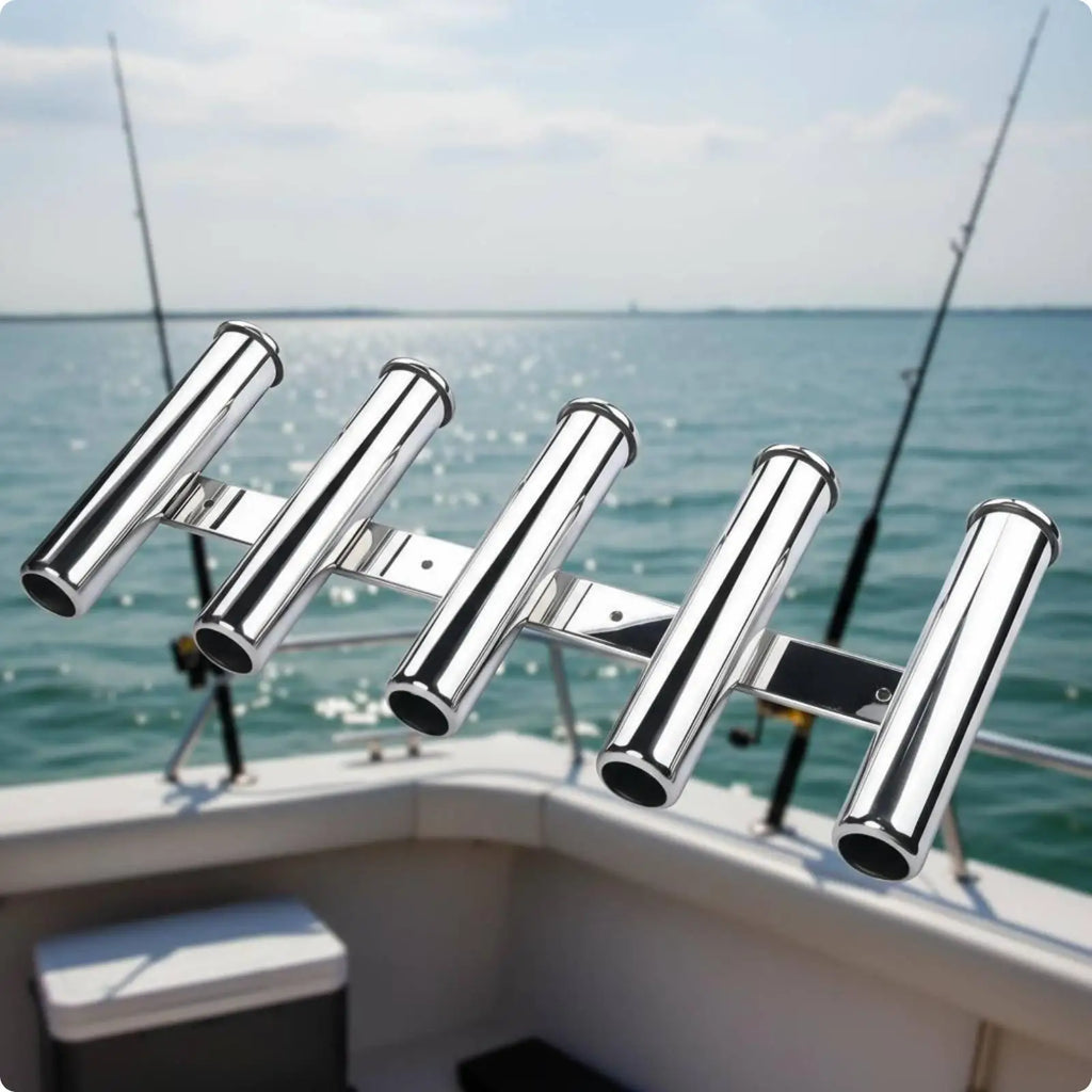 4-Slot Stainless Steel Boat Fishing Rod Holder Rack Fishing Rod Holder PLUSH 5link