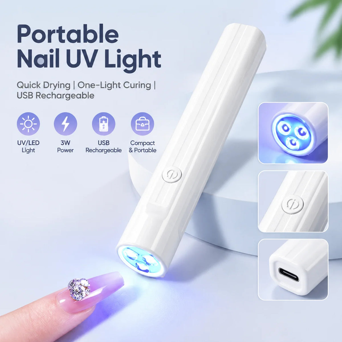 Portable Mini LED Nail Lamp – USB Gel Polish Dryer Pen LED Nail Lamp PLUSH