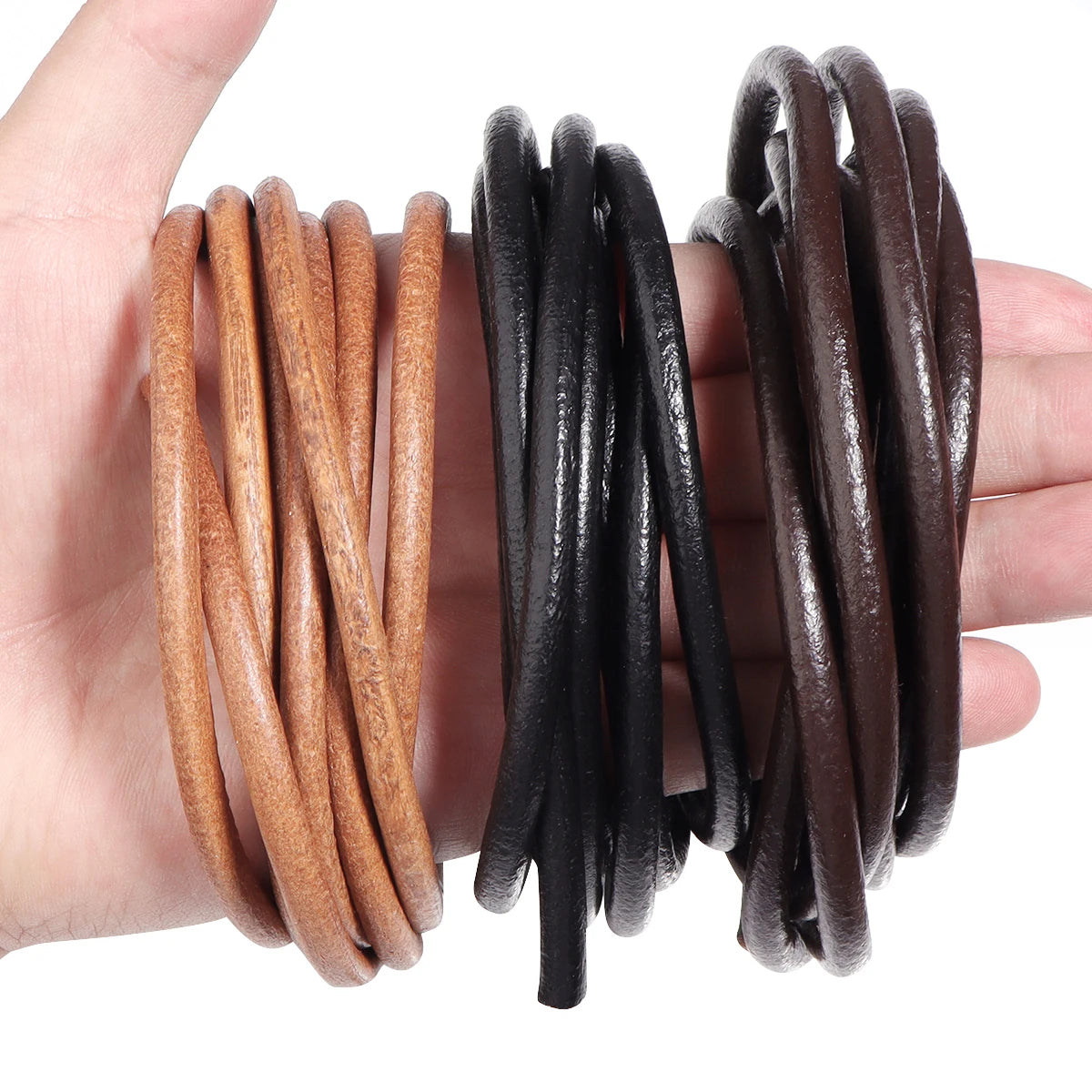 Genuine Cow Leather Cord Round Rope – DIY Jewelry 2-5 Yards Leather Jewelry Cord PLUSH