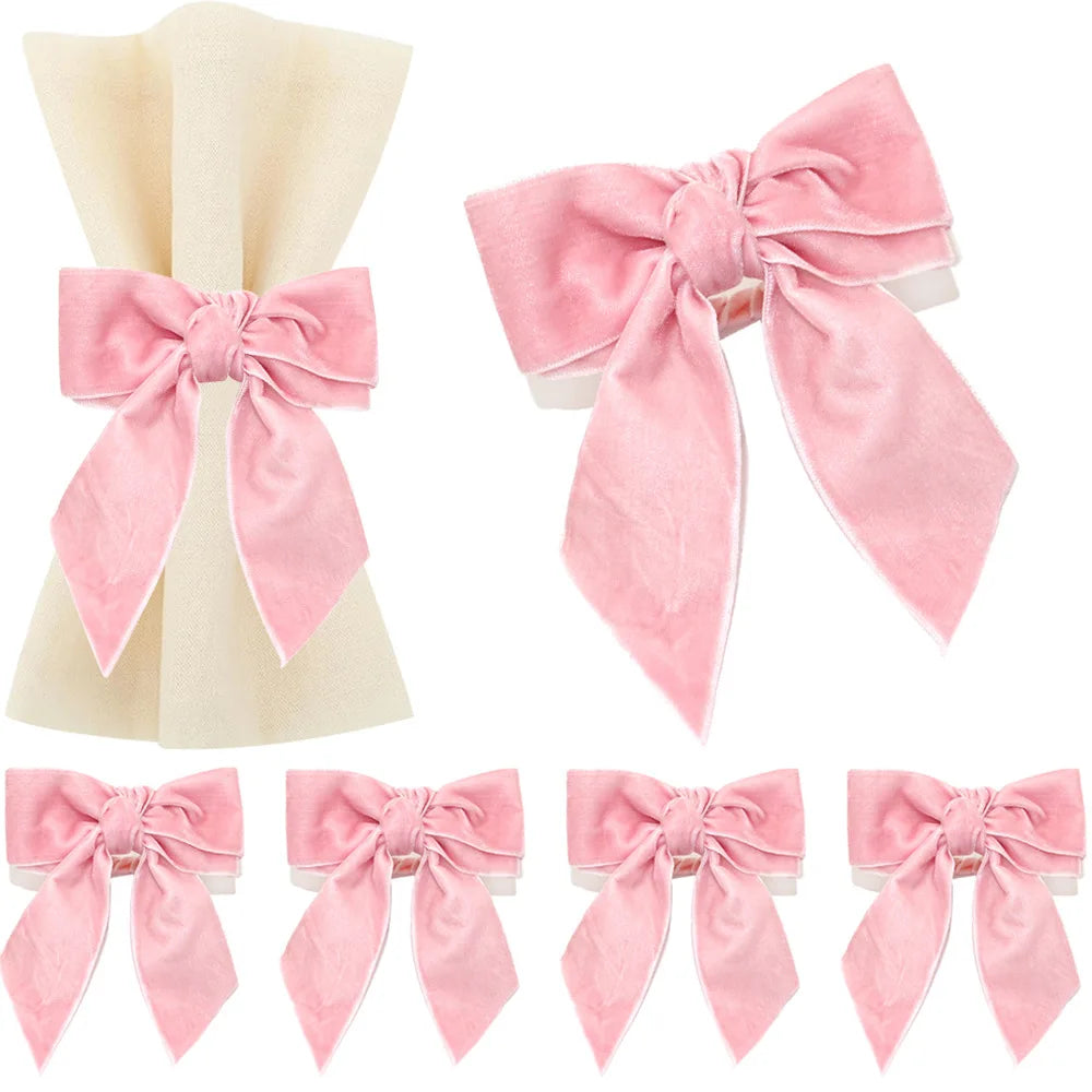 Velvet Bow Tie Napkin Rings – Wedding & Holiday Table Decor Napkin Rings PLUSH