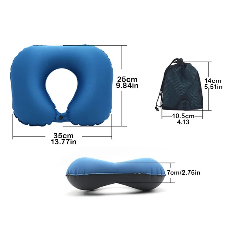 Inflatable Travel Neck Pillow for Airplane & Car | QWC Inflatable Travel Pillow PLUSH