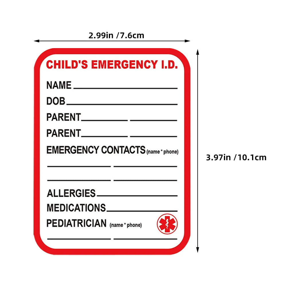 Emergency ID Safety Stickers 10-Pack | Car Seat & Stroller Labels Child Safety Labels PLUSH
