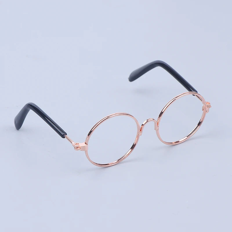 Miniature Doll Round Glasses – Lensless Eyewear 3 Colors | 20cm Doll Accessories PLUSH Gold