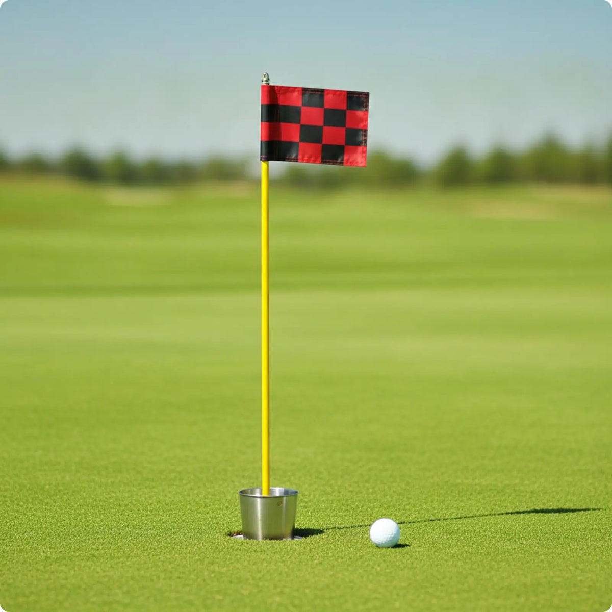 Golf Flag Pole with Stainless Steel Cup – Yard Practice Set Golf Practice Set PLUSH RedblackPlaid85CM