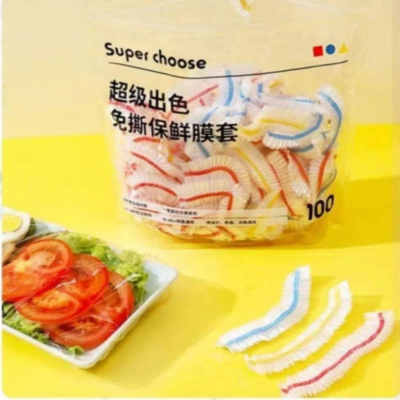 100pcs Elastic Food Fresh-Keeping Lids – Fits Bowls & Containers Food Storage Lids PLUSH