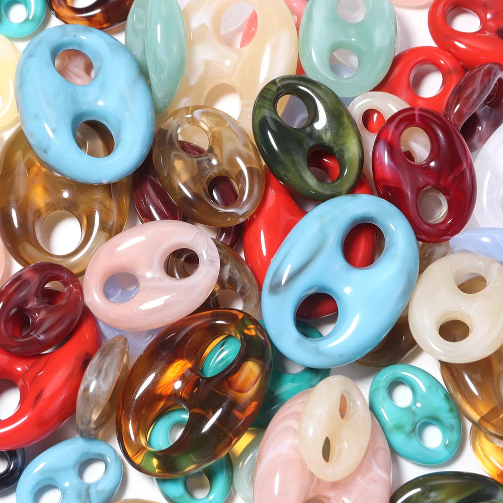 Acrylic Coffee Bean Pig Nose Link Charms DIY Jewelry 5-10pcs Acrylic Jewelry Charms PLUSH
