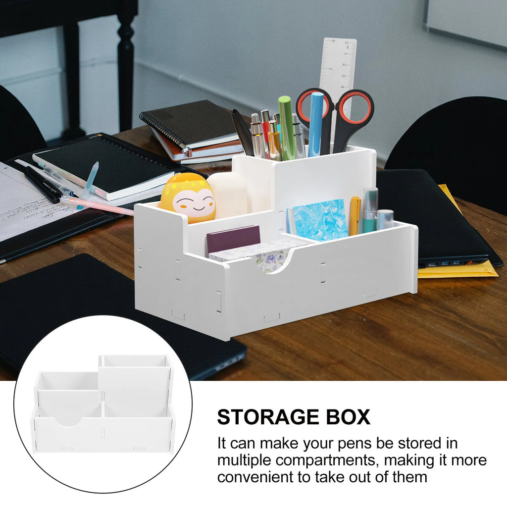 Multi-Compartment Pen Holder Desktop Organizer Storage Box Desktop Pen Organizer PLUSH