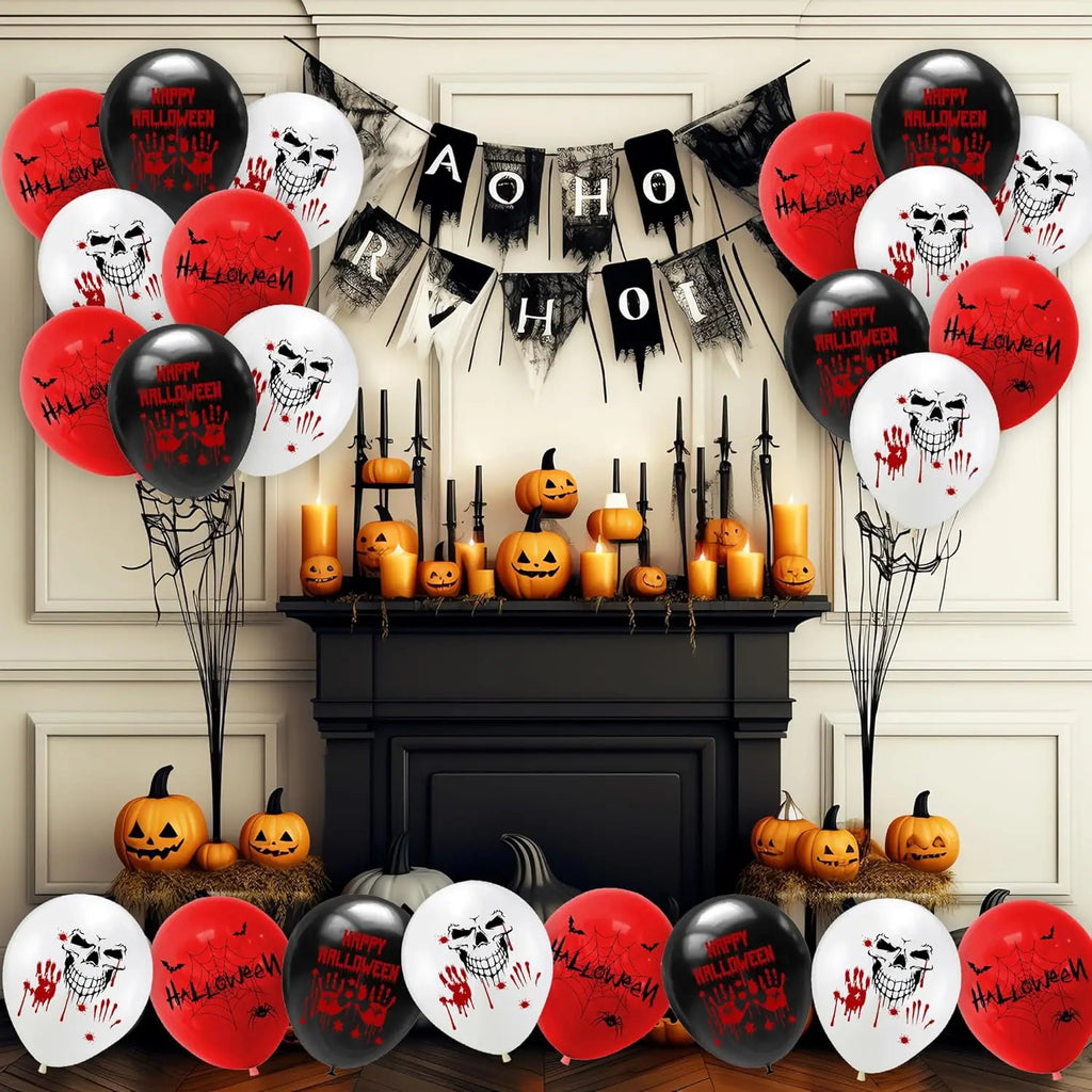 Halloween Bloody Handprint Latex Balloons – Zombie Party Decor Halloween Party Balloons PLUSH