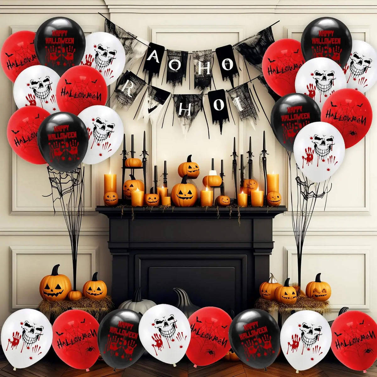 Halloween Bloody Handprint Latex Balloons – Zombie Party Decor Halloween Party Balloons PLUSH