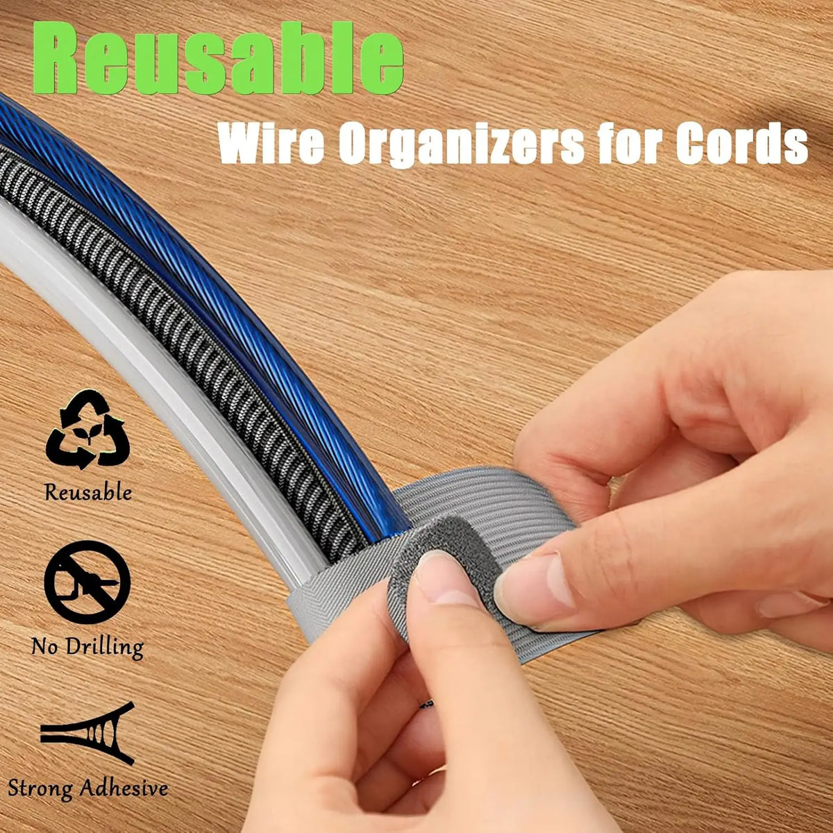 Reusable Hook & Loop Cable Ties | Self-Adhesive Wire Organizer Cable Ties Organizer PLUSH
