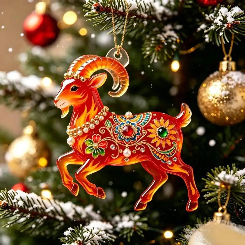 Acrylic Goat Christmas Tree Ornament – Animal Pendant Décor Christmas Tree Ornament PLUSH