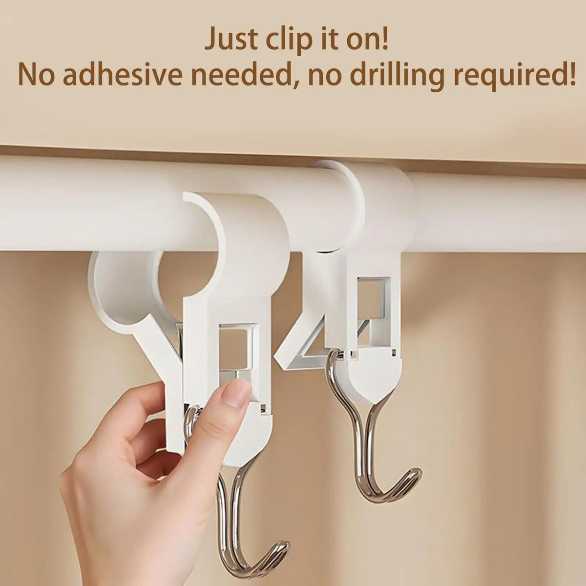 4pcs No-Drill Tube Clamp Hooks | Multi-Purpose Pipe Clip Clamp Hook Organizer PLUSH