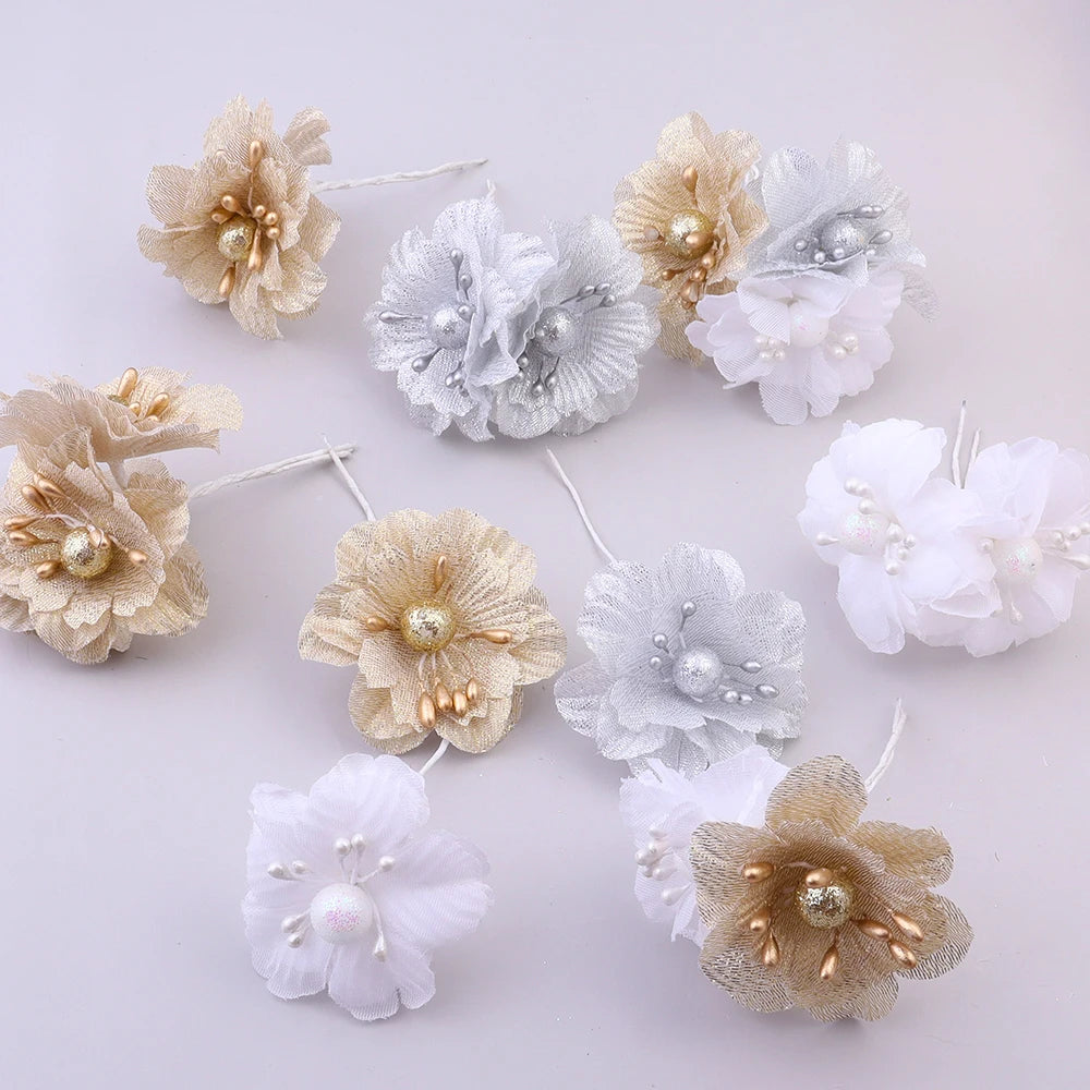 6pcs Fabric Camellia Artificial Flowers – DIY Hair & Decor Artificial Craft Flowers PLUSH