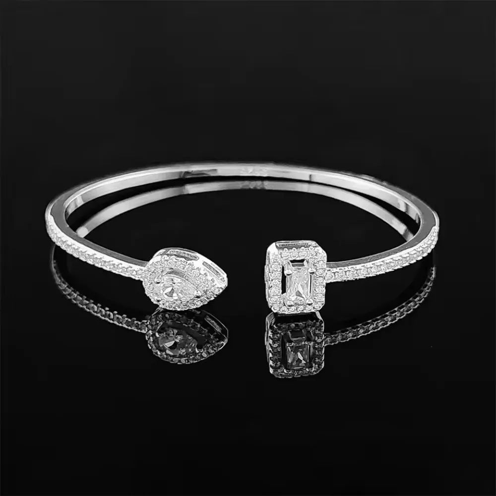 Cubic Zirconia Gold Cuff Bracelet – Adjustable Geometry Bangle Cuff Bangle Bracelet PLUSH style D