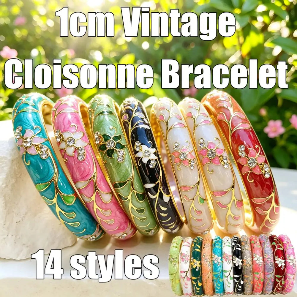Chinese Cloisonne Enamel Flower Bangle | Traditional Bracelet Enamel Bangle PLUSH