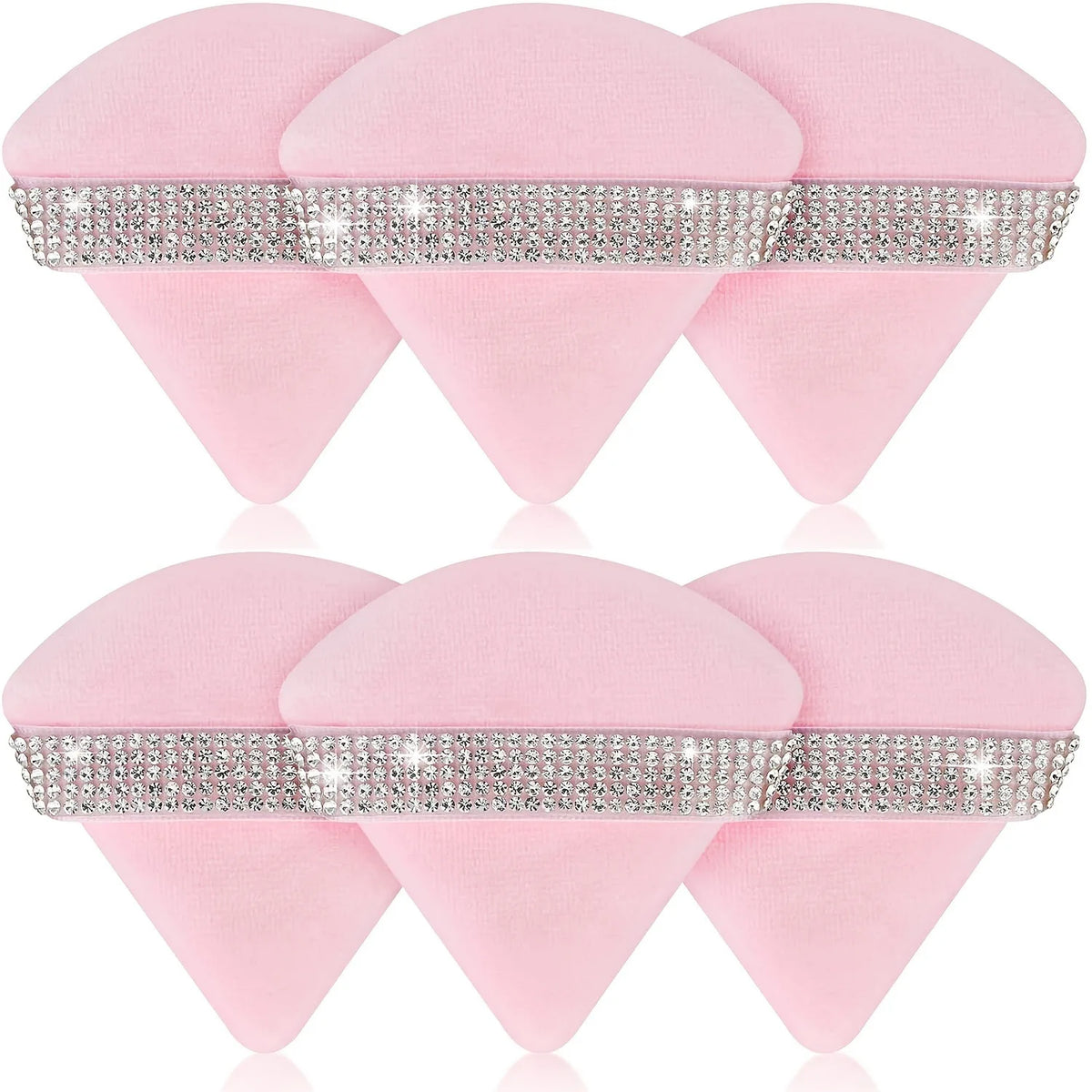 Pink Triangle Powder Puff Set 6pcs – Velvet Makeup Sponge Makeup Powder Puff PLUSH 6Pcs (pink)