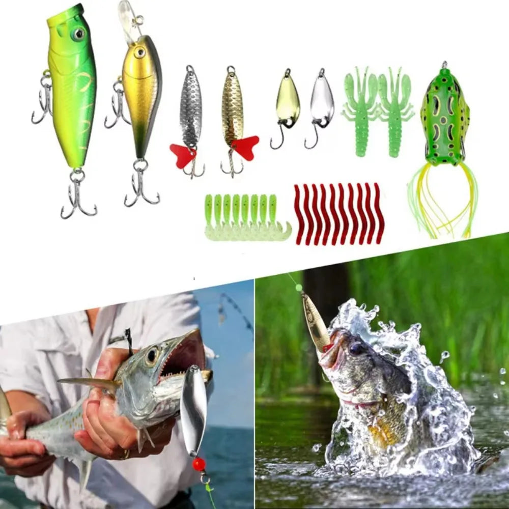 Soft Fishing Lures Kit – Silicone Bait & Hook Set with Box Fishing Lure Kit PLUSH