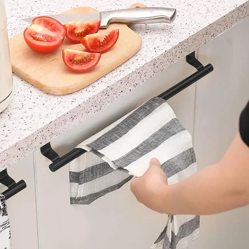 Over Cabinet Door Towel Rack – Punch-Free Steel Hanger Over-Door Towel Rack PLUSH
