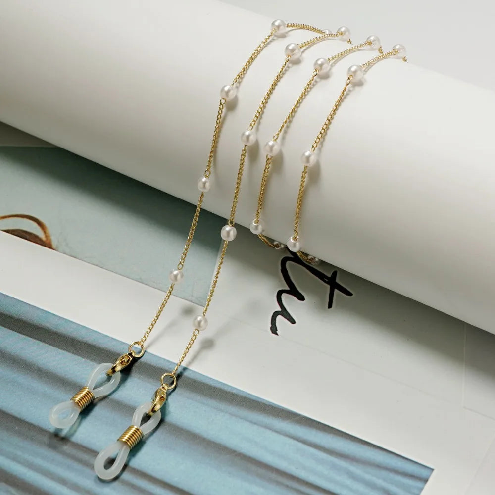 Pearl Bead Eyeglass Chain – Anti-Lost Glasses Holder Necklace Eyeglass Chain Lanyard PLUSH Style 7