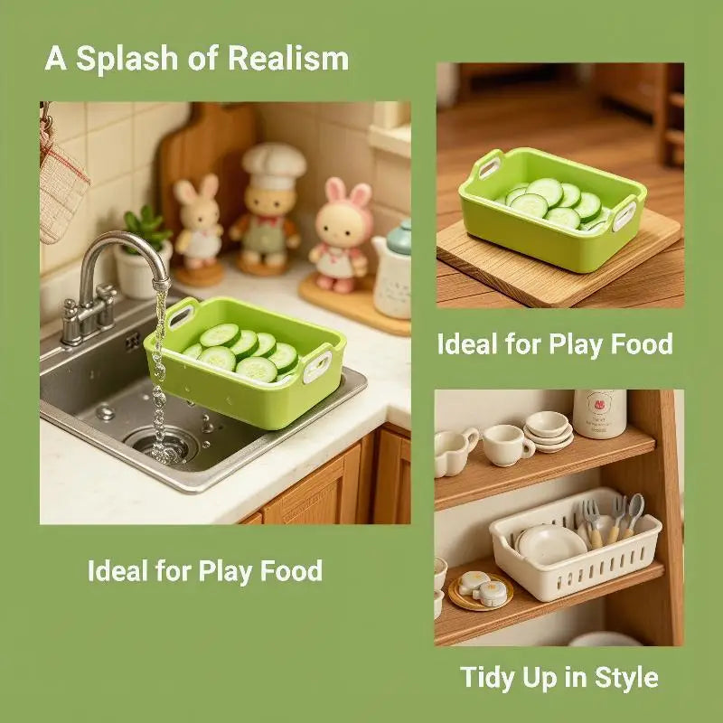 1:12 Scale Dollhouse Sink Organizer & Drain Basket with Tray Dollhouse Accessory PLUSH
