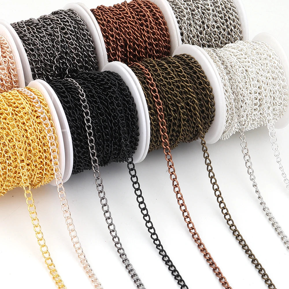 10 Yards 3x4mm Metal O-Shape Link Chain for DIY Jewelry Making Jewelry Making Chain PLUSH