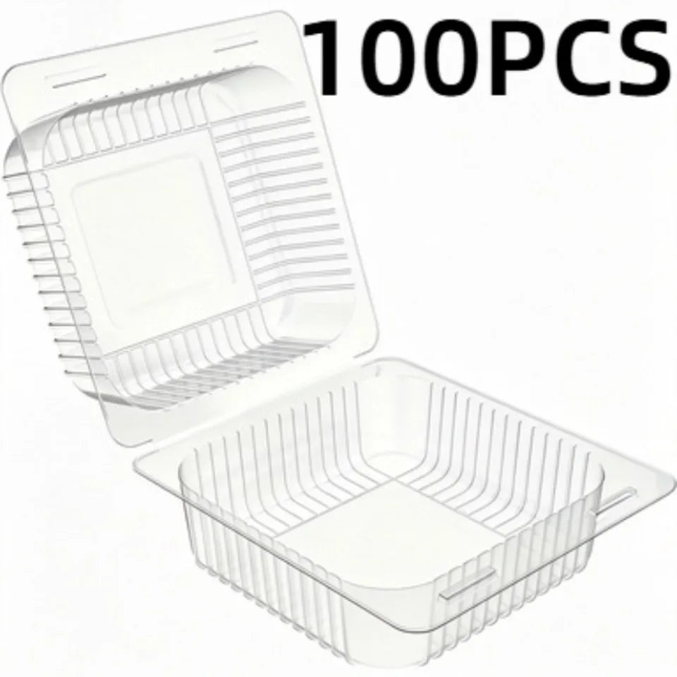 Clear Plastic Cake Boxes 50/100pcs – Disposable Dessert Containers Cake Packaging Boxes PLUSH 100PCS
