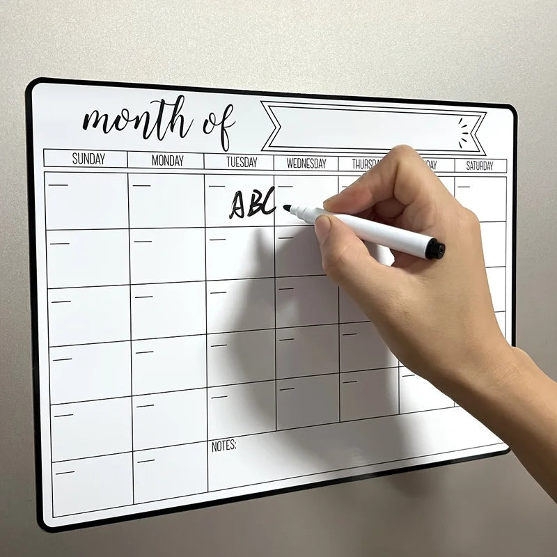 Fridge Magnet Memo Board Set – Erasable Calendar & Chalk Pen Magnetic Memo Board PLUSH