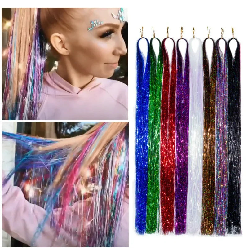 Sparkle Hair Tinsel Extensions 100cm – Colorful Braiding Dazzles Hair Tinsel Extension PLUSH