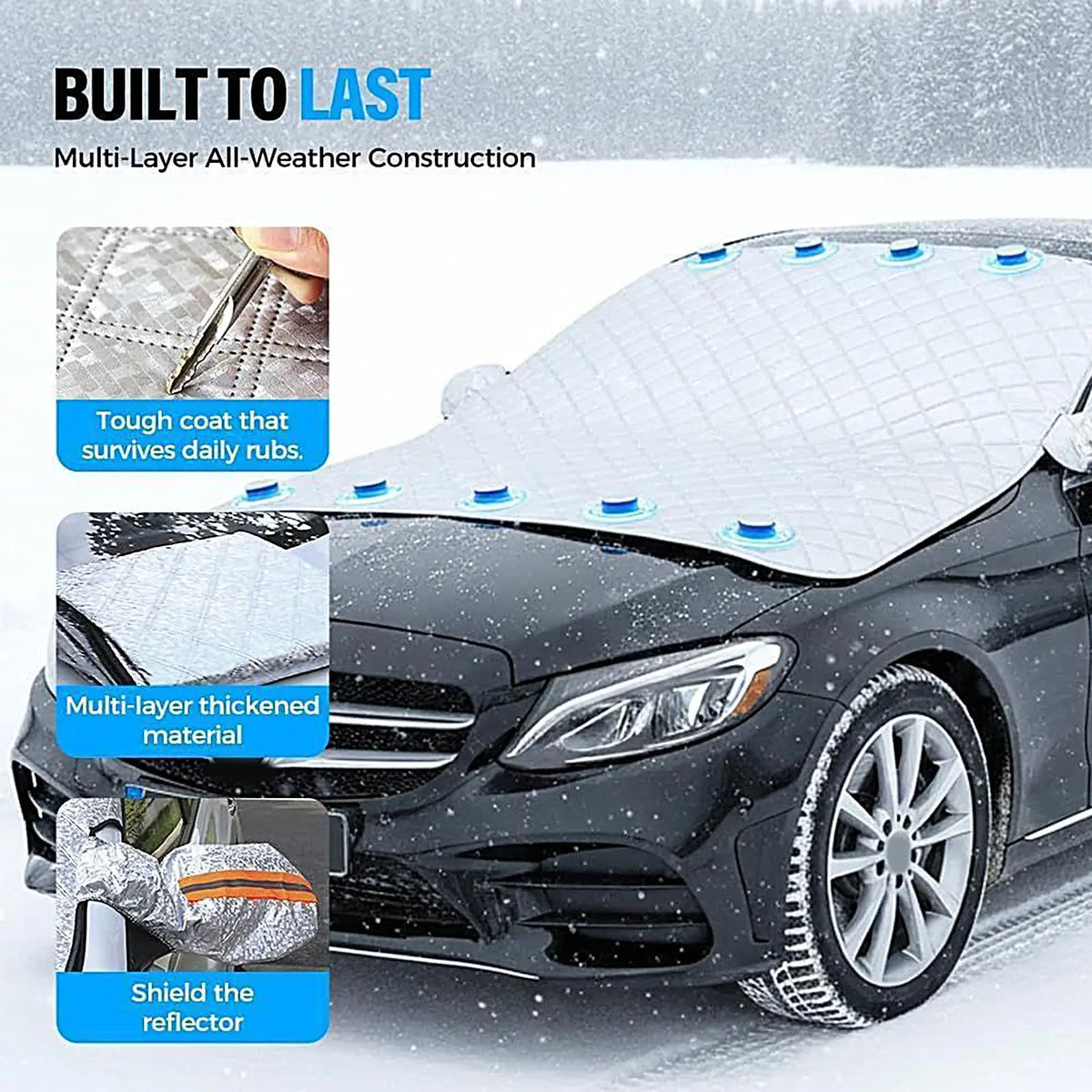 Magnetic Car Windshield Snow & Sun Cover – Universal Fit Windshield Protector Cover PLUSH