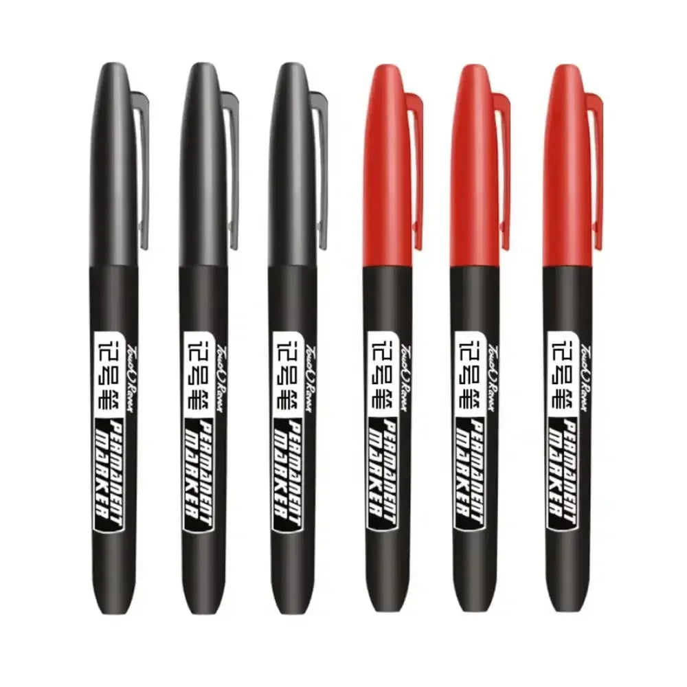 6-Pack Permanent Markers Fine & Broad Nib – Waterproof Ink Permanent Marker Set PLUSH 3 Black 3 Red