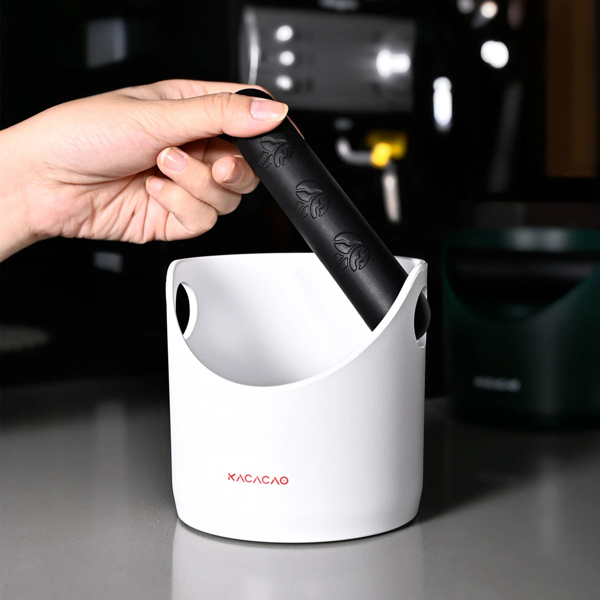 KACACAO Anti-Slip Coffee Knock Box – Espresso Grind Dump Bin Coffee Knock Box PLUSH
