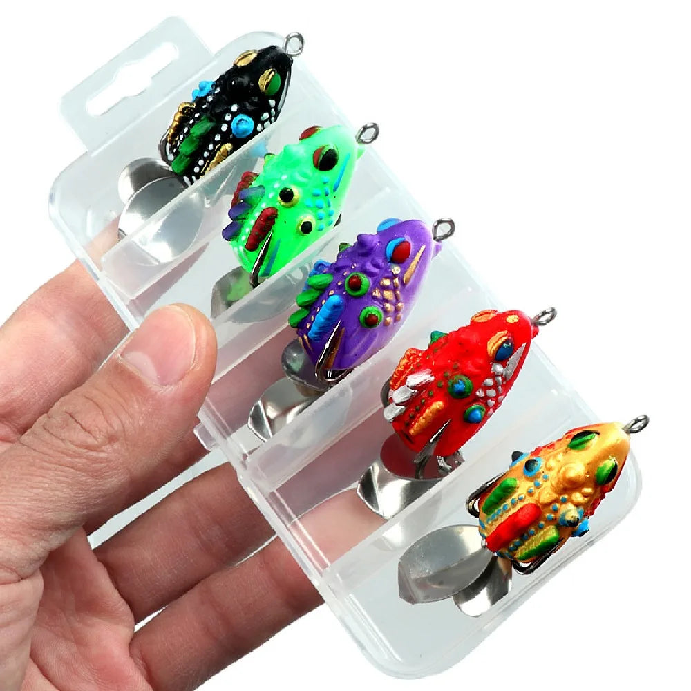 Mini Frog Soft Bait Set – 5 Bionic Fishing Lures 3.5cm Soft Fishing Lures PLUSH 5Colors
