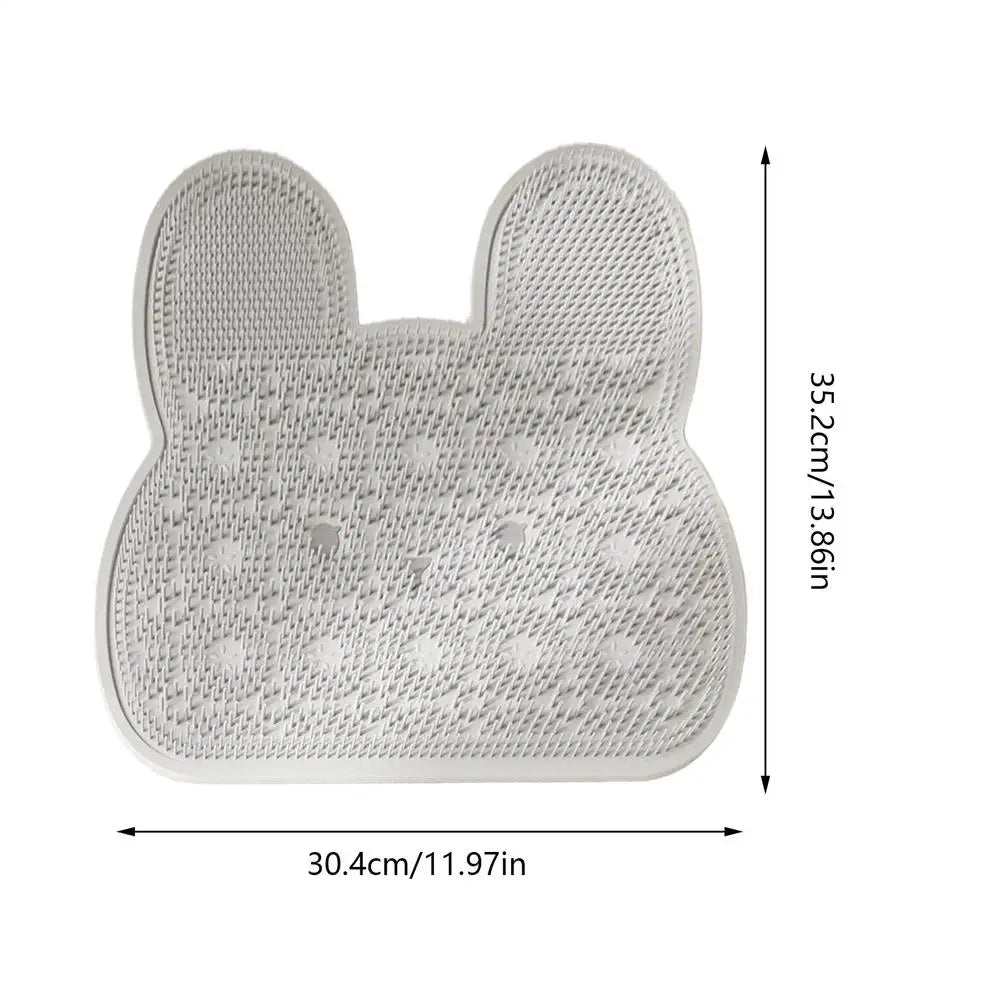 Silicone Shower Foot Scrubber Mat – Non-Slip Bath Massage Pad Shower Scrubber Mat PLUSH Gray