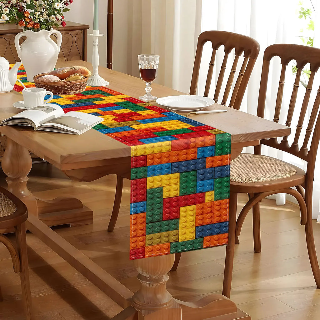 Building Brick Pattern Table Runner – Kids Room & Party Décor Table Runner PLUSH