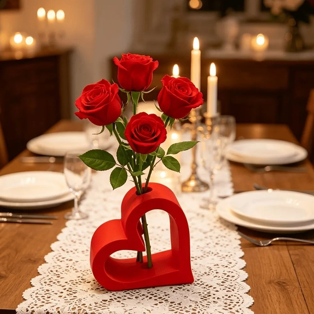3D Printed Heart Shaped Flower Vase – Hollowed Rose Holder Decorative Flower Vase PLUSH