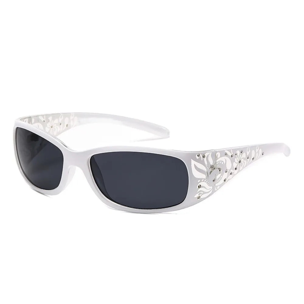 Y2K Rhinestone Cat Eye Sunglasses UV400 Korean Style Fashion Sunglasses PLUSH White
