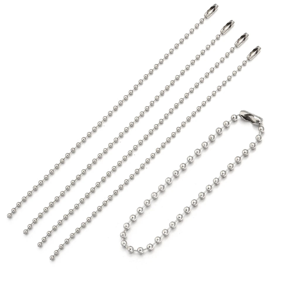 100pcs Rhodium Ball Bead Chains – Keychain & Jewelry Making Jewelry Chain Findings PLUSH 2.4mm x 20cm