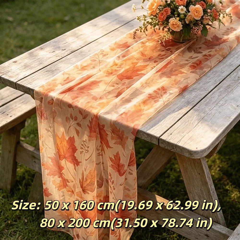 Maple Leaf Tulle Table Runner – Sheer Fall Farmhouse Decor Table Runner PLUSH