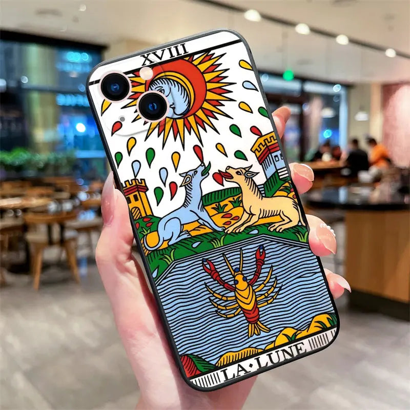 Moon Star Sun Tarot iPhone Case – Shockproof Silicone Cover iPhone Silicone Case PLUSH style 7 For iPhone 15 Plus