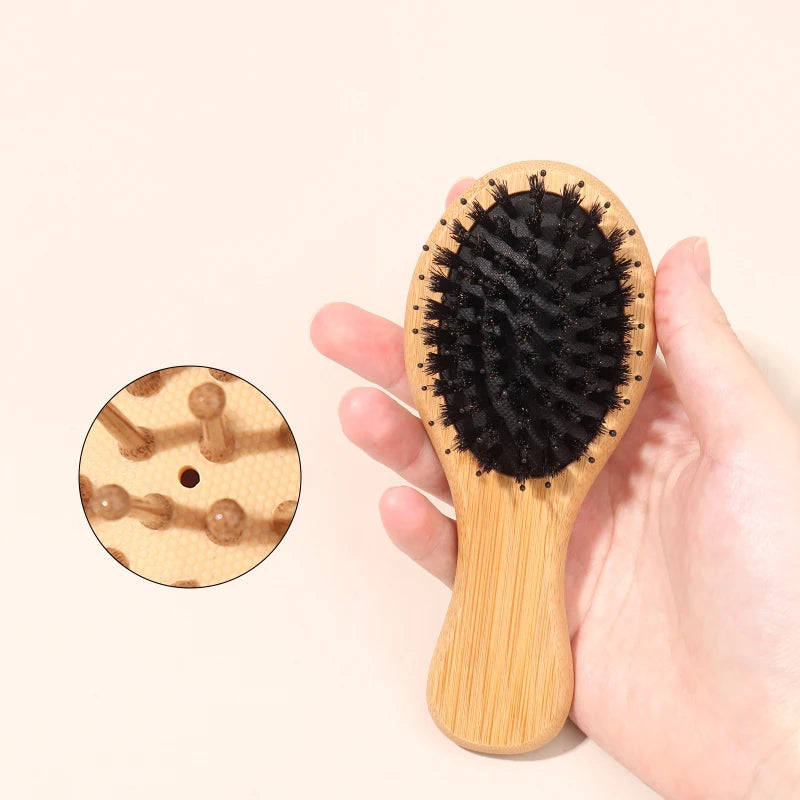 Bamboo Mini Air Cushion Hair Brush – Anti-Static Comb Air Cushion Hair Brush PLUSH