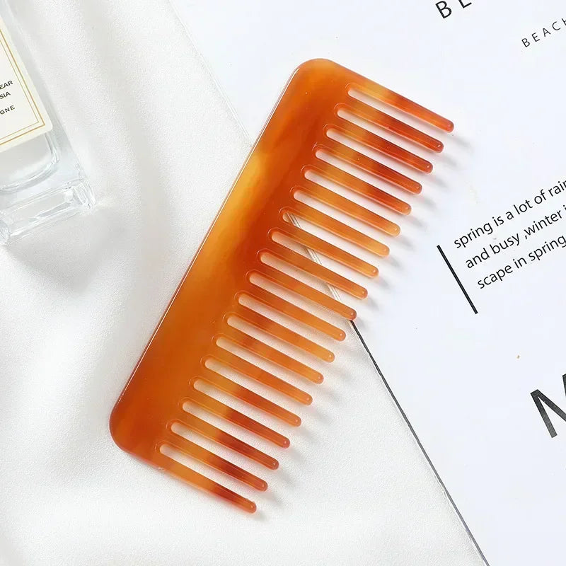 Wide Tooth Acetate Hair Comb – Anti-Static Styling Massage Hair Styling Comb PLUSH coffee