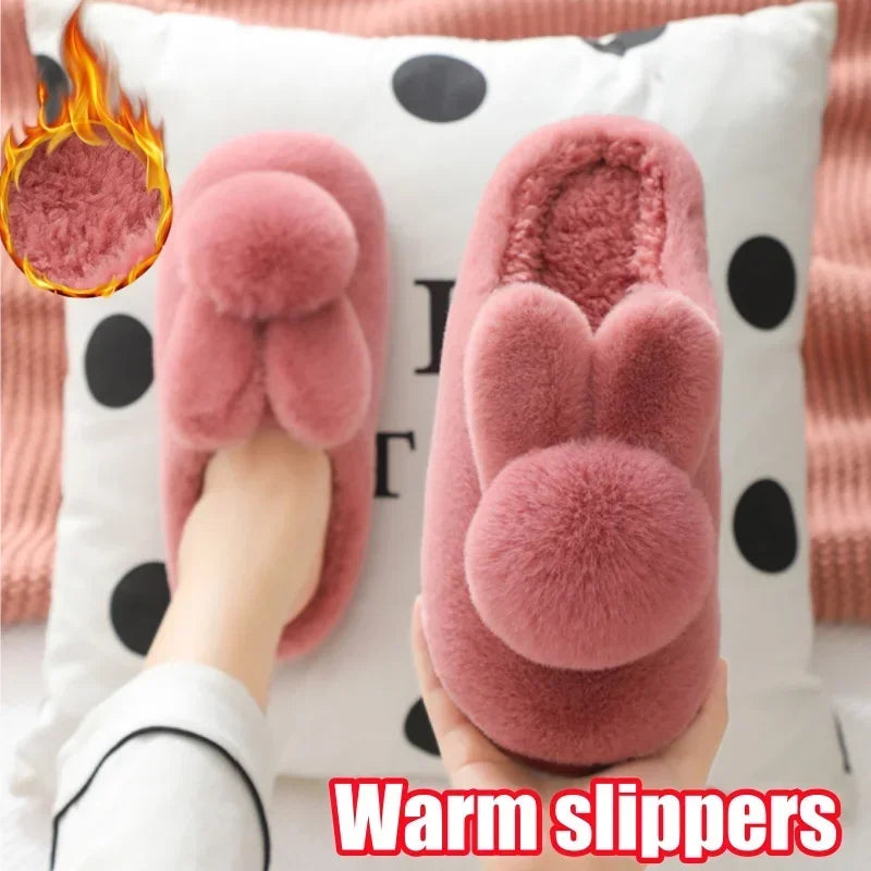 Cozy Bunny Plush House Slippers – Faux Fur Women's Indoor Shoes Plush House Slippers PLUSH