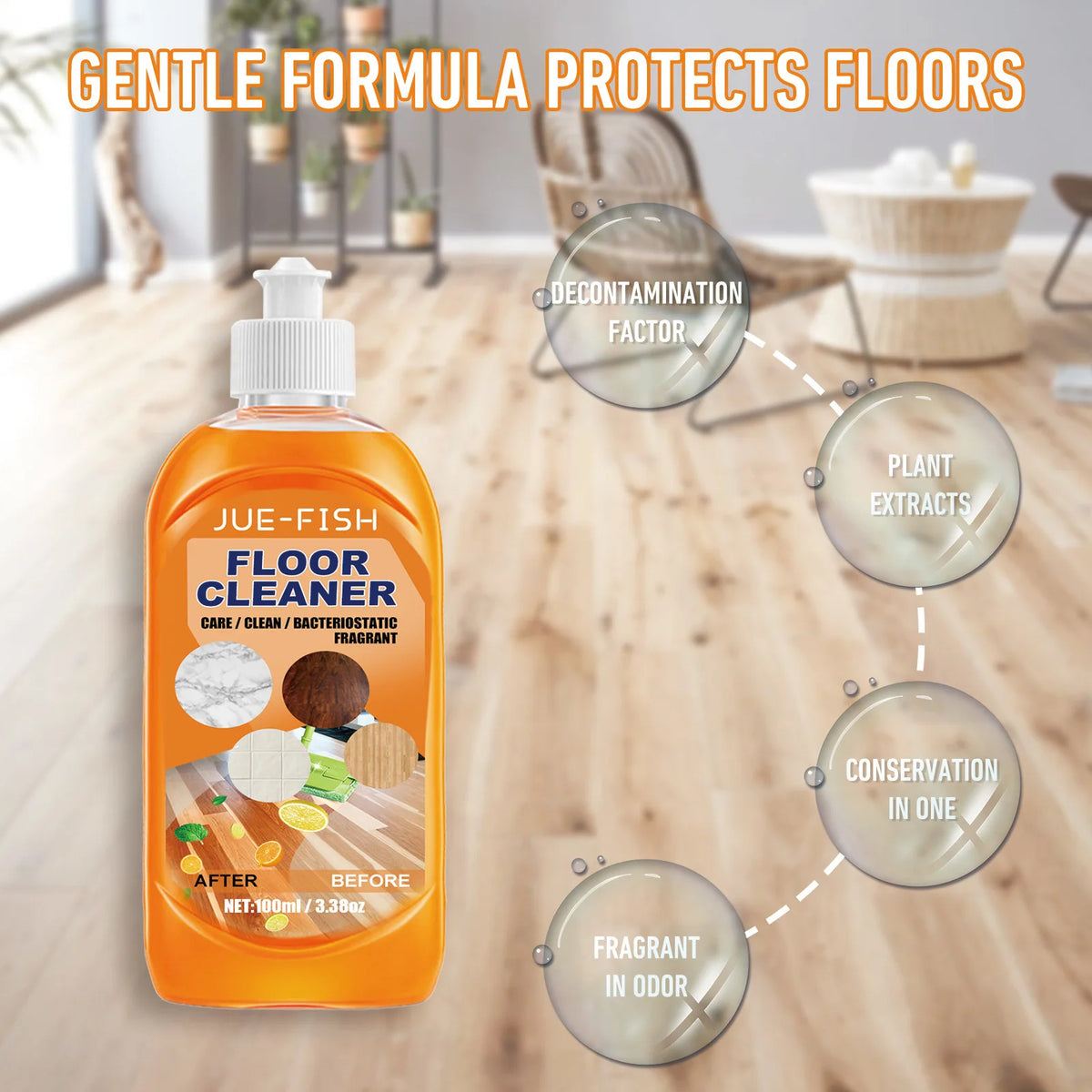 Jue-Fish Multi-Surface Floor Cleaner Kit – Tile & Wood Floor Cleaner Kit PLUSH