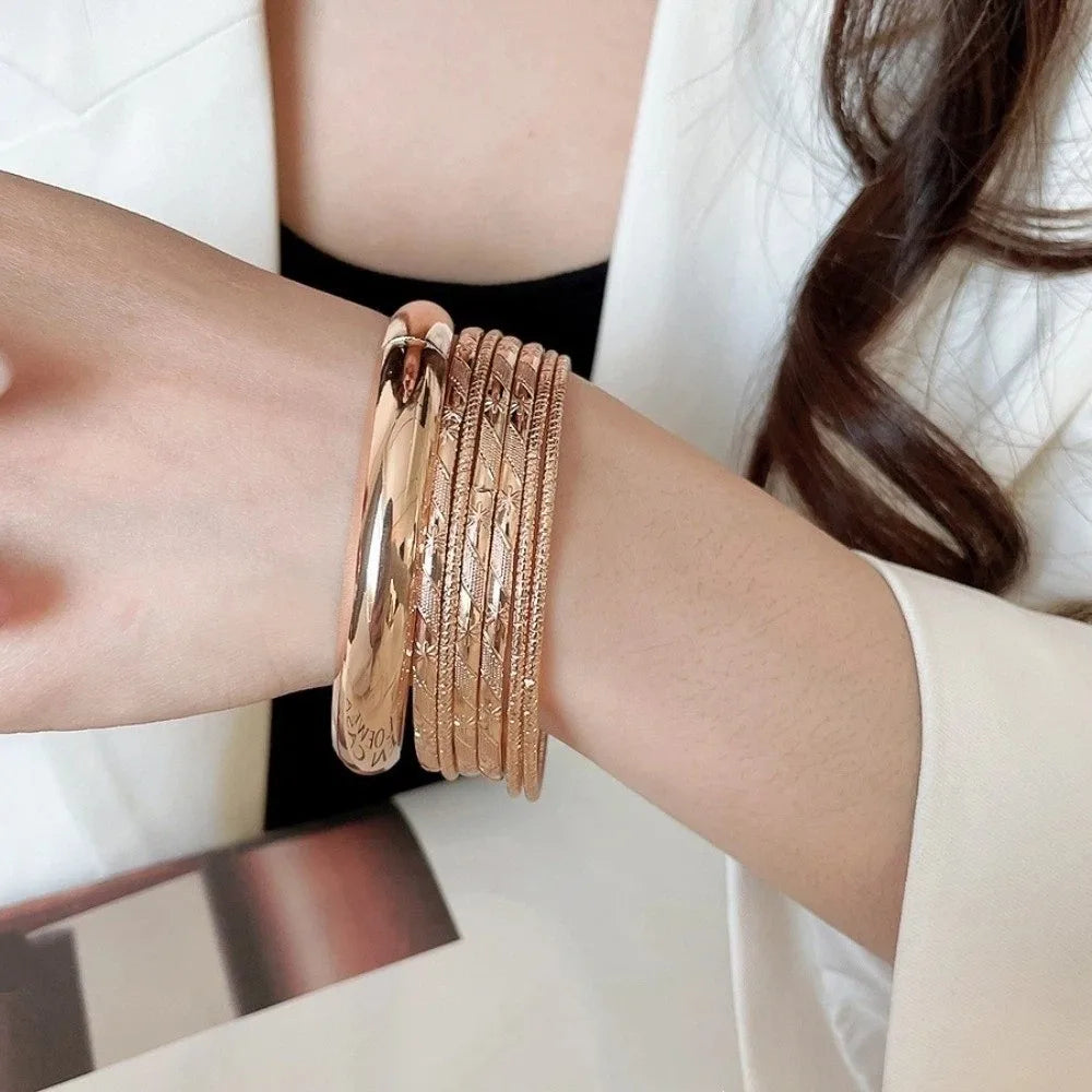 Gold Silver Cuff Bangle Set – Star Pentagram Y2K Bracelets Cuff Bangle Set PLUSH