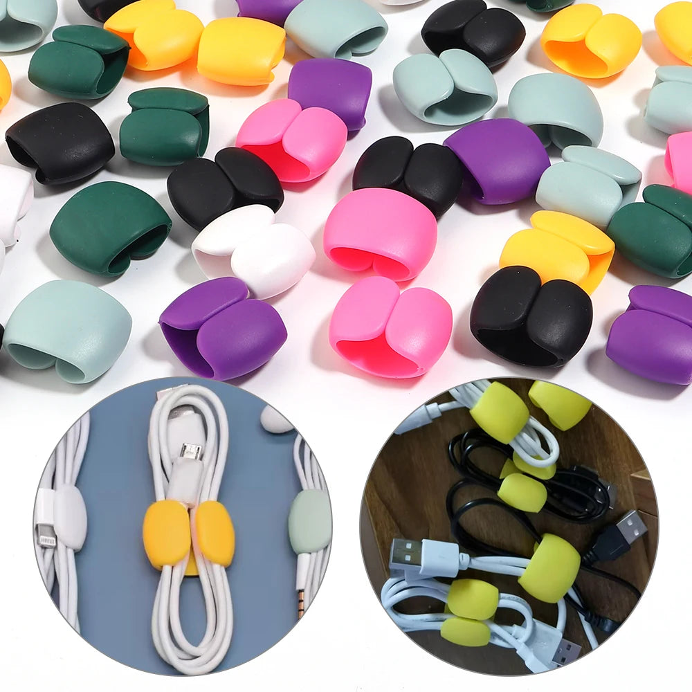10pcs Cable Organizer Clips – USB & Earphone Cord Management Cable Organizer Clips PLUSH
