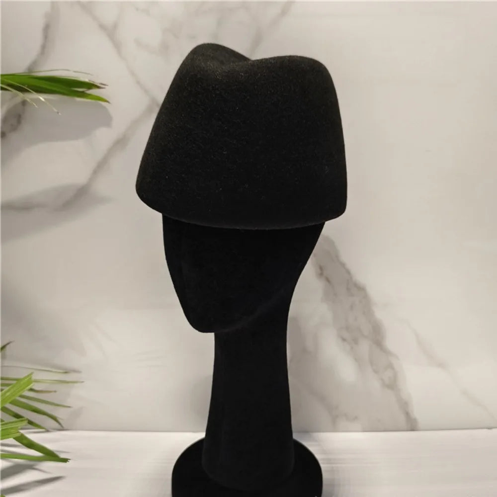 Women's Elegant Pillbox Hat | Dome Fedora Beret Formal Hat Formal Pillbox Hat PLUSH Black