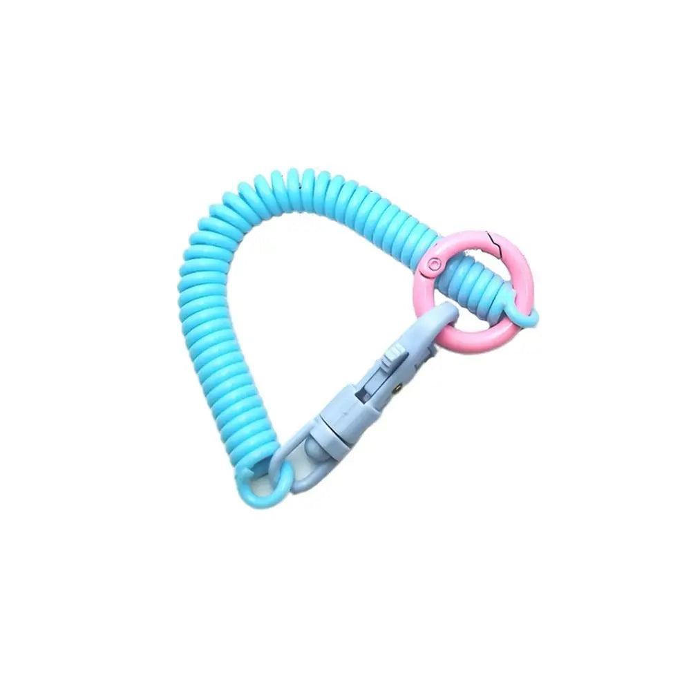 Stretchy Coil Spring Keychain Lobster Clasp | Anti-Lost Key Ring Spring Coil Keychain PLUSH Light Blue
