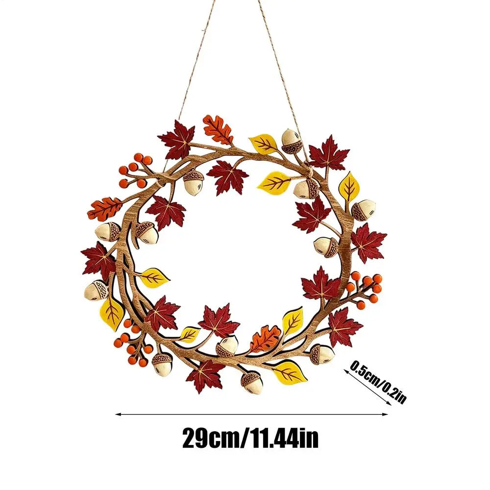 Rustic Autumn Wreath – Maple Acorn Fall Door Décor 11in Seasonal Wreath PLUSH 29cm